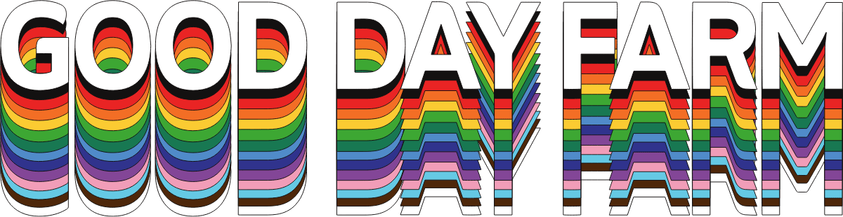 Good Day Farm In Rainbow Font